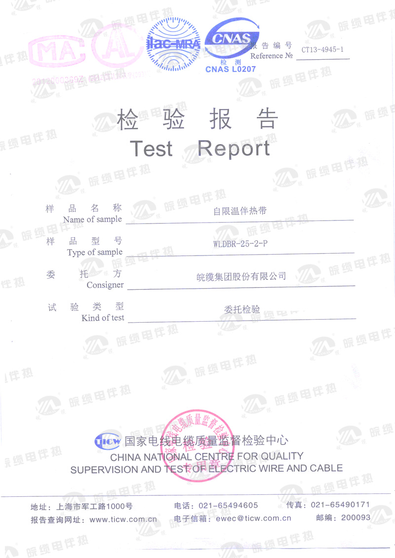 電伴熱帶産品檢驗報告（二）